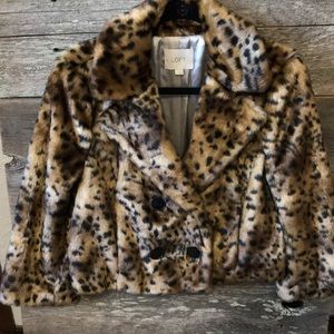 Loft faux fur crop coat size M.